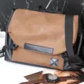 Men fashion leather messenger bag large capacity casual shoulder bag stylish crossbody bag. - Coffee