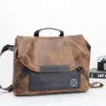 Men retro brown PU leather messenger bag casual business commuting shoulder bag top handle - Retro Brown