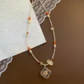 Collier de perles avec pendentif en résine et fleurs séchées, accessoire élégant et polyvalent. - Style 2-8#7