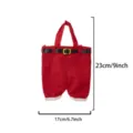 Weihnachtliche rote Hosen Form Weinflaschenbeutel Detailansicht, festliche Geschenktasche. - S
