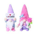 Mother's Day gnome plush couple dolls holding envelope and carnation decoration ornament - Set