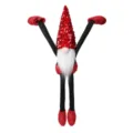 Christmas gnome plush doll with long arms red sequin hat cute holiday fireplace hanging ornament - Red