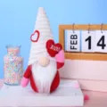 Valentine's Day plush gnome doll with heart decor for holiday party home table decoration - Male Style
