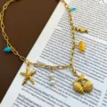 Ocean style titanium steel necklace with starfish shell charms, trendy pendant jewelry for women. - Star Necklace (04-E28) / Gold