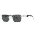 Lunettes de soleil carrées sans monture vintage pour hommes et femmes avec double pont doré. - C2 Or Noir Gris