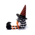 Λούτρινος Νάνος Halloween με Πόδια από Χάντρες Μαύρη Άσπρη Καρέ Διακόσμηση Κούκλα - Πόδι με Χάντρες Ανδρικό