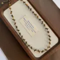 Collana di pietra naturale francese intrecciata cielo stellato lusso design elegante - 04M-1 Collana in Pietra Occhio di Tigre e Acciaio al Titanio