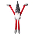 Christmas long arm gnome plush doll with sequin hat holiday hanging decoration ornament - Grey