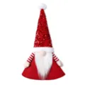 Christmas sequin gnome plush doll holiday tree topper festive home table decor ornament. - Red
