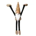 Christmas gnome long arm hanging plush doll with sequin hat and boots festive decoration. - Gold Style
