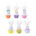 Easter bunny plush hanging ornaments cute spring party decor colorful rabbit toys set - 6-Piece Set