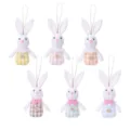 Easter bunny plush hanging ornaments set of 6 cute spring party decoration cute rabbit - Easter Plaid Rabbit Hanging Ornament Sets / 6-Piece Set