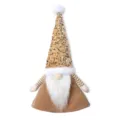 Christmas sequin gnome plush doll tree topper holiday festive home decor brown and gold hat. - Gold Style