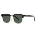 Vintage half-frame browline sunglasses for men and women, stylish UV400 outdoor retro shades. - Tortoise Green Lens