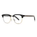 Retro half-frame browline glasses for men and women trendy vintage optical eyewear UV400 - Black Frame White Lens