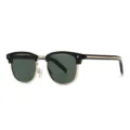 Retro half-frame sunglasses for men and women, trendy UV400 outdoor eyewear with black gold frame. - Black Gold Frame Green Lens
