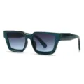 Chic occhiali da sole quadrati spessi con motivo marmo verde scuro e lenti sfumate. - Stile Marmo Grigio Blu Montatura Blu (356)