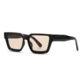 Occhiali da sole quadrati spessi alla moda, montatura nera elegante con lenti marroni chiare. - Stile Tè Chiaro Montatura Nera (356)