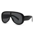 Oversized shield sunglasses for women men, wide frame one-piece black fashion sun glasses main. - C1 Black Frame Black Grey