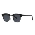 Retro half-frame browline sunglasses for men and women, trendy UV400 outdoor eyewear. - Black Gunmetal Frame Black Grey