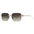 Lunettes de soleil carrées sans monture avec verres dégradés et branches dorées à clous. - Monture Or Verres Thé