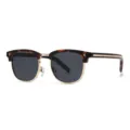 Retro half frame browline sunglasses for men and women trendy eyewear UV400 protection - Tortoise Black Grey Lens