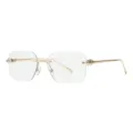 Lunettes de soleil carrées sans monture femme, monture métal doré chic avec clous élégants. - C7 Or Transparent