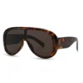 Oversized shield sunglasses for women men, one-piece tortoise shell frame sun glasses UV400 - Tortoise Tea Lens