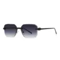 Chics lunettes de soleil carrées sans monture pour femmes avec verres dégradés et picots. - C5 Noir Double Gris