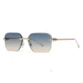 Lunettes de Soleil Carrées Sans Monture Dégradé Bleu Monture Métal Or Rivets Chic - C6 Monture Dorée Dégradé Vert-Orange