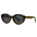 Trendy cat-eye sunglasses for men and women, stylish olive green frame and dark lenses. - Dark Green Frame Grey Lens