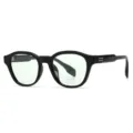Stijlvolle zwarte ronde zonnebril voor heren en dames met unieke metalen details. - Zwart Frame Lichtgroen (C2)
