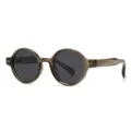 Lunettes de soleil polarisées rondes classiques avec monture en acétate marron tendance. - C5 Cadre Vert Olive Lentille Grise