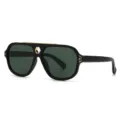 Retro Vintage Piloten-Sonnenbrille für Damen und Herren mit grünen Gläsern und goldenem Steg. - C8 Schwarzer Rahmen Grüne Gläser