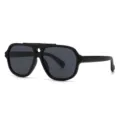 Klassische Retro Piloten Sonnenbrille Damen Herren, schwarzer dicker Rahmen, UV Schutz. - C5 Schwarz Grau mit Schwarzem Zubehör
