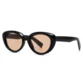 Trendy black cat eye sunglasses for men and women, stylish street fashion eyewear variant. - Black Frame Champagne