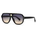 Retro Oversize Sonnenbrille mit Farbverlauf, schwarzem Gestell und goldenen Akzenten elegant. - C6 Schwarzer Rahmen Lila Bernstein Gläser