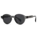 Élégantes lunettes de soleil rondes polarisées vintage pour hommes et femmes en acétate gris. - Gris