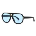 Moderne Retro Piloten-Sonnenbrille für Damen und Herren mit schwarzem Rahmen und blauen Gläsern. - C1 Schwarzer Rahmen Blaue Gläser