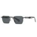 Lunettes de soleil carrees sans monture vintage pour hommes et femmes, lunettes de soleil. - C4 Gris Fusil Noir Gris