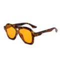 Lunettes de soleil pilote double pont rétro avec monture écaille et verres orange vif. - Monture Écaille Verres Jaunes