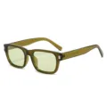 Vintage kleine quadratische Sonnenbrille mit Metallnieten, grüne Gläser für trendigen Streetstyle. - C6 Grüner Rahmen Grüne Gläser