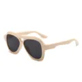 Lunettes de soleil aviateur monture épaisse beige pour hommes et femmes, rétro double pont. - Beige Noir Gris