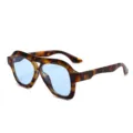 Lunettes de soleil aviateur rétro à double pont avec monture écaille et verres bleus. - Écaille Bleu