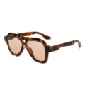 Lunettes de soleil aviateur double pont rétro pour hommes et femmes, monture écaille protection UV. - Monture Écaille Verres Champagne