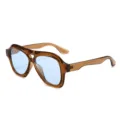 Lunettes de soleil aviateur rétro à double pont, monture marron et verres bleu clair tendance. - Monture Thé Verre Bleu Clair