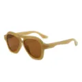 Lunettes de soleil aviateur classiques à double pont en kaki avec verres marron, unisexe. - Jaune Gingembre Lentille Thé