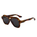Lunettes de soleil pilote double pont en ecaille retro pour homme et femme anti-UV. - Écaille Noir Lentille Grise