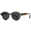 Lunettes de soleil polarisées rondes, monture grise translucide, verres sombres, style rétro. - Vert