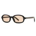 Occhiali da sole vintage chic con montatura spessa, lenti colorate e dettagli dorati. - C3 Montatura Nera Lente Champagne